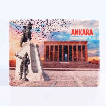 Ankara Themed Wooden Uv Printed  Souvenir Fridge Magnet 93x68 mm - 7