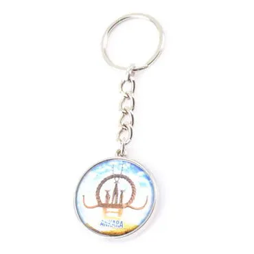 Ankara Themed Metal Double Face Round Keychain 40x95 mm - 4