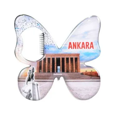 Toptan Ankara Temalı Myros Metal Kelebek Açacak Magnet 70x70 mm - 3