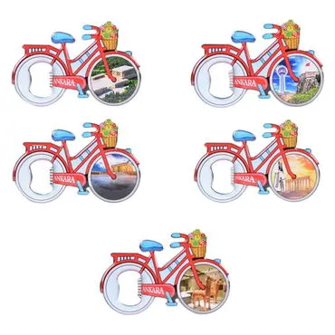 Ankara Themed Bicycle Shaped Metal Magnetic Bottle Opener 100x65 mm - 2
