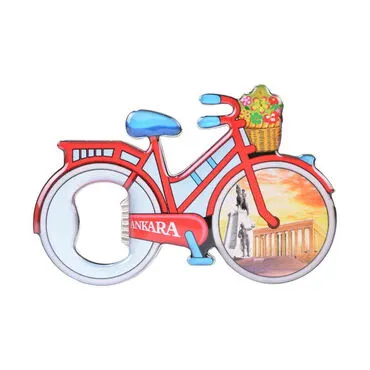 Ankara Themed Bicycle Shaped Metal Magnetic Bottle Opener 100x65 mm - 4