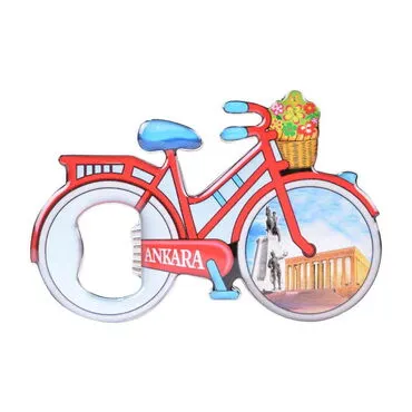 Ankara Themed Bicycle Shaped Metal Magnetic Bottle Opener 100x65 mm - 5