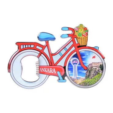 Ankara Themed Bicycle Shaped Metal Magnetic Bottle Opener 100x65 mm - 6