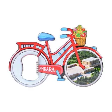 Ankara Themed Bicycle Shaped Metal Magnetic Bottle Opener 100x65 mm - 7