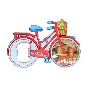 Ankara Themed Bicycle Shaped Metal Magnetic Bottle Opener 100x65 mm - 8