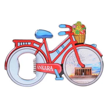 Ankara Themed Bicycle Shaped Metal Magnetic Bottle Opener 100x65 mm - 10