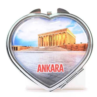 Ankara Themed Customised Metal Epoxy Travel Make Up Compact Heart Shaped Mirror 70x65x8 mm - 2