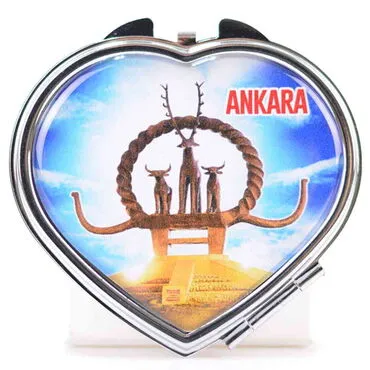 Ankara Themed Customised Metal Epoxy Travel Make Up Compact Heart Shaped Mirror 70x65x8 mm - 5
