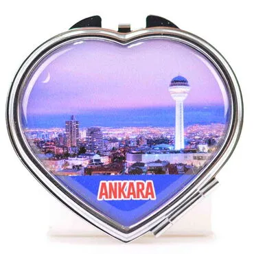 Ankara Themed Customised Metal Epoxy Travel Make Up Compact Heart Shaped Mirror 70x65x8 mm - 6