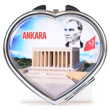 Ankara Themed Customised Metal Epoxy Travel Make Up Compact Heart Shaped Mirror 70x65x8 mm - 7