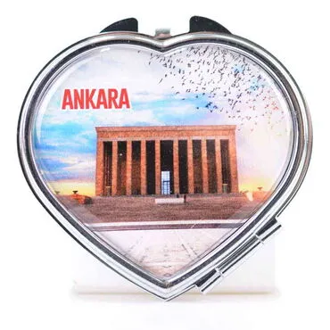 Ankara Themed Customised Metal Epoxy Travel Make Up Compact Heart Shaped Mirror 70x65x8 mm - 8