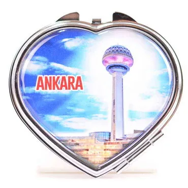 Ankara Themed Customised Metal Epoxy Travel Make Up Compact Heart Shaped Mirror 70x65x8 mm - 9