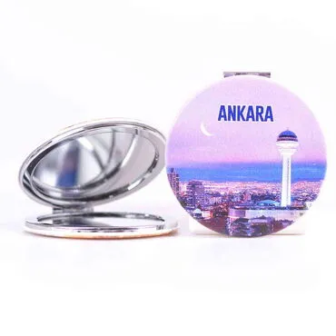 Ankara Themed Customised Uv Printed Round Compact Mirror 72x11 mm - 2