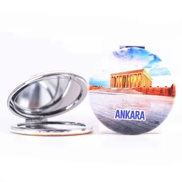 Ankara Themed Customised Uv Printed Round Compact Mirror 72x11 mm - 3