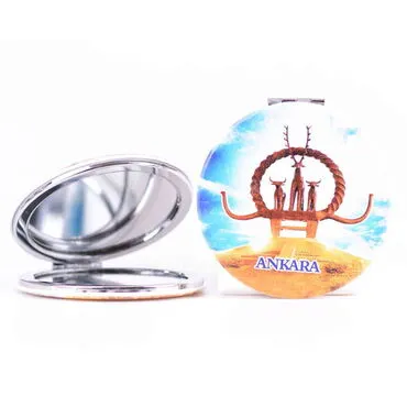 Ankara Themed Customised Uv Printed Round Compact Mirror 72x11 mm - 5