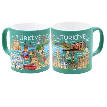 Toptan Türkiye Temalı Serami̇k Yöresel Kupa T 82*90 Mm - 9