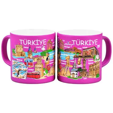 Toptan Türkiye Temalı Serami̇k Yöresel Kupa T 82*90 Mm - 10