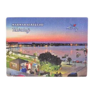 Tekirdag Themed Wooden Uv Printed  Souvenir Fridge Magnet 93x68 mm