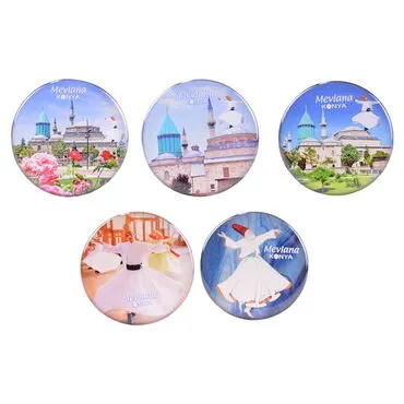 Konya Themed Epoxy Dome Round Souvenir Fridge Magnet 67 mm - 2