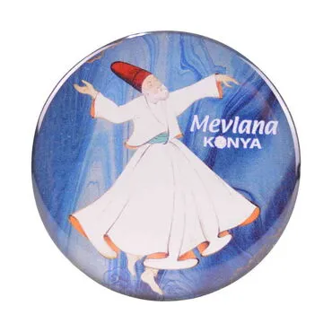 Konya Themed Epoxy Dome Round Souvenir Fridge Magnet 67 mm - 3
