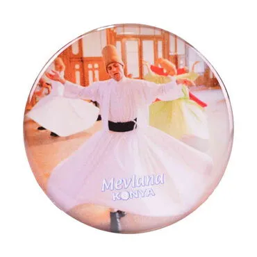 Konya Themed Epoxy Dome Round Souvenir Fridge Magnet 67 mm - 4