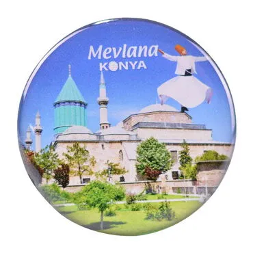 Konya Themed Epoxy Dome Round Souvenir Fridge Magnet 67 mm - 5