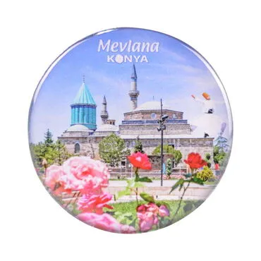 Konya Themed Epoxy Dome Round Souvenir Fridge Magnet 67 mm - 7