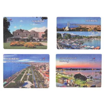 Tekirdag Themed Wooden Uv Printed  Souvenir Fridge Magnet 93x68 mm - 3