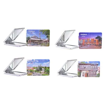Tekirdag Themed Customised Uv Printed Rectangle Compact Mirror 85x62x11 mm - 2