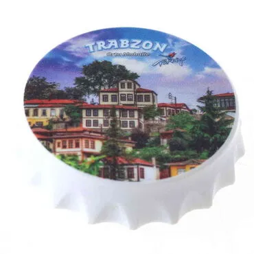 Trabzon Themed Customised Uv Printed Bottle Cap Shaped Plastic Base  Bottle Opener  63x15 mm