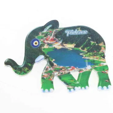 Trabzon Themed Customised UV Printed Plastic Base Elephant Shaped  Fridge Magnet 86x62 mm