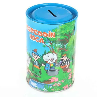 Konya Themed Customised Kids Tin Round Coin Box 83x83x125 mm - Standart - 2