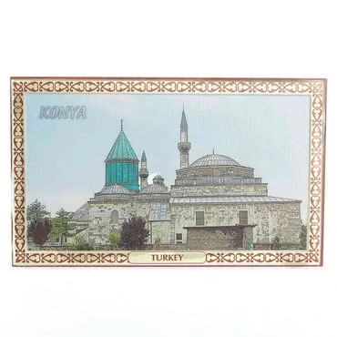 Konya Themed Antalya Themed Silver Plated Desktop Decor Mahogany 78X125 Mm