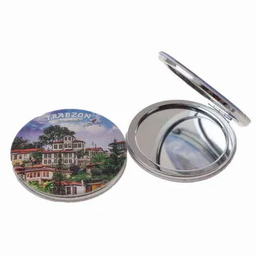 Trabzon Themed Customised Uv Printed Round Compact Mirror 72x11 mm