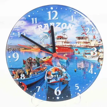 Trabzon Themed Epoxy Wall Clock Home Decoration 20 Cm - 5
