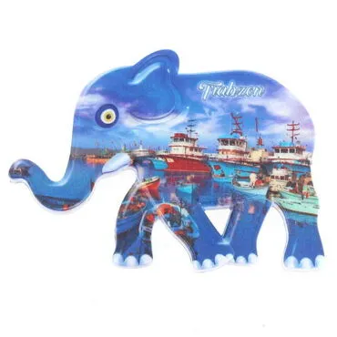 Trabzon Themed Customised UV Printed Plastic Base Elephant Shaped  Fridge Magnet 86x62 mm - 5