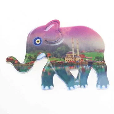 Trabzon Themed Customised UV Printed Plastic Base Elephant Shaped  Fridge Magnet 86x62 mm - 6