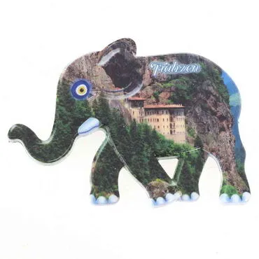 Trabzon Themed Customised UV Printed Plastic Base Elephant Shaped  Fridge Magnet 86x62 mm - 7