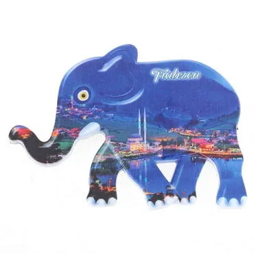 Trabzon Themed Customised UV Printed Plastic Base Elephant Shaped  Fridge Magnet 86x62 mm - 8