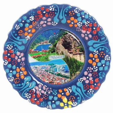 Toptan Trabzon Temalı Çini Myros Resim Tabak 25 cm - 2