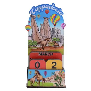 Wholesale Cappadocia Themed Myros Wooden Desk Calendar