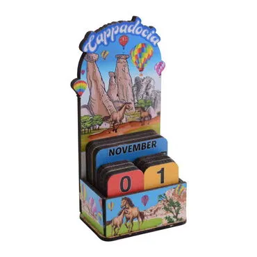 Wholesale Cappadocia Themed Myros Wooden Desk Calendar - 2