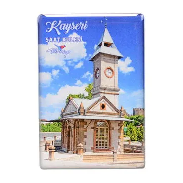 Kayseri Themed Epoxy Dome Rectangle Souvenir Fridge Magnet 80x55 cm