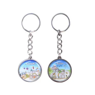 Kayseri Themed Metal Double Face Round Keychain 40x95 mm - 4