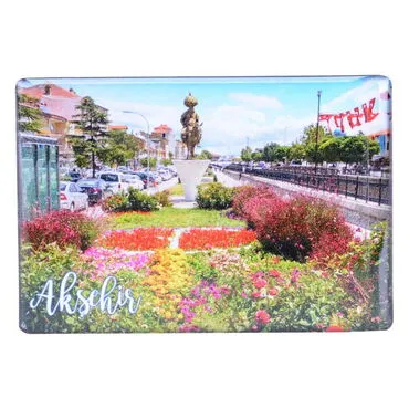 Aksehir Themed Epoxy Dome Rectangle Souvenir Fridge Magnet 80x55 cm