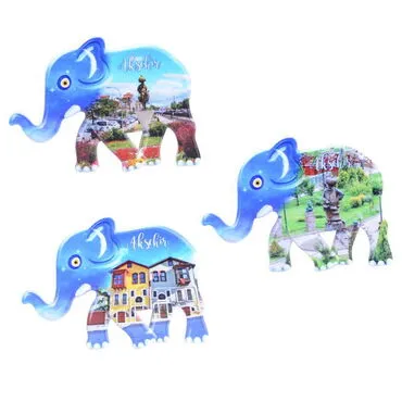 Aksehir Themed Customised UV Printed Plastic Base Elephant Shaped  Fridge Magnet 86x62 mm - 3