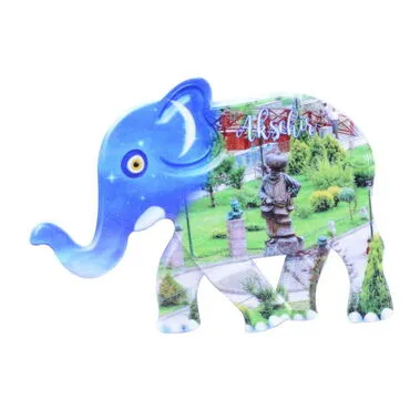 Aksehir Themed Customised UV Printed Plastic Base Elephant Shaped  Fridge Magnet 86x62 mm - 4
