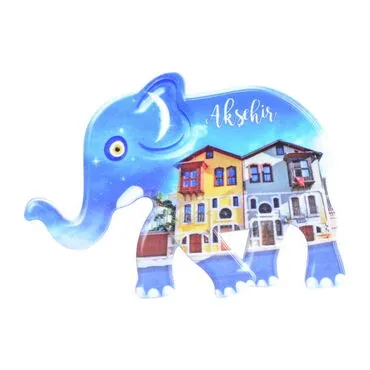 Aksehir Themed Customised UV Printed Plastic Base Elephant Shaped  Fridge Magnet 86x62 mm - 5