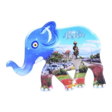 Aksehir Themed Customised UV Printed Plastic Base Elephant Shaped  Fridge Magnet 86x62 mm - 6