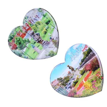 Aksehir Themed Epoxy Dome Heart Souvenir Fridge Magnet 65x60 mm - 2